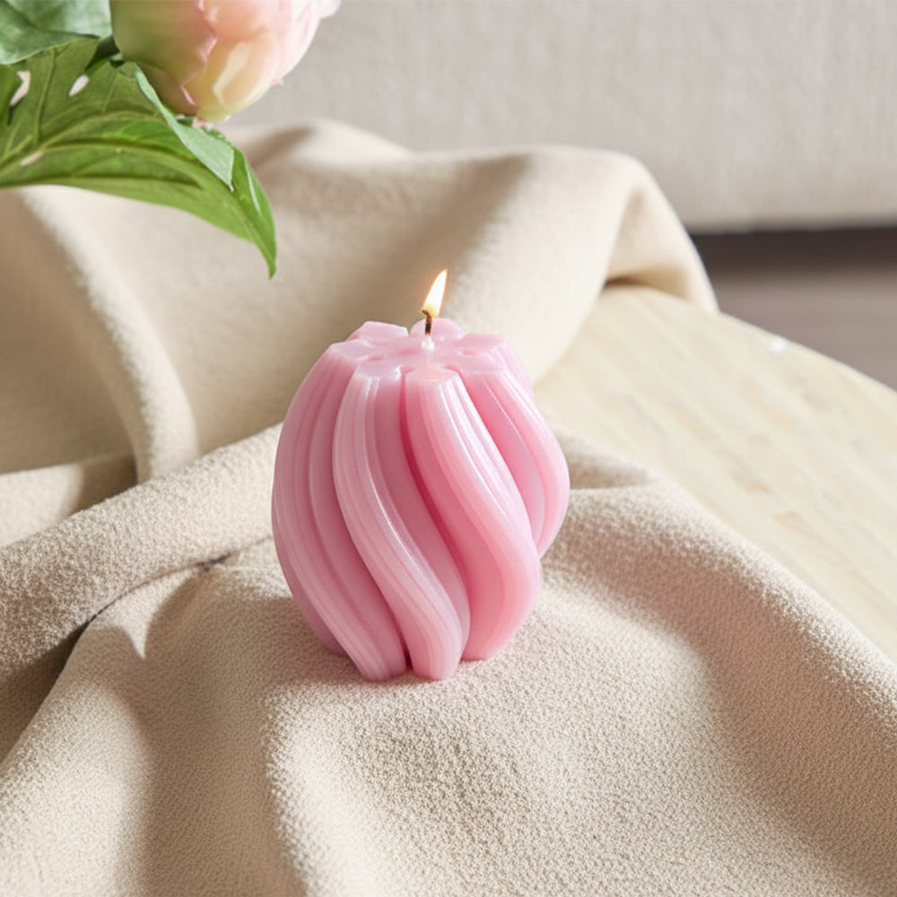 Handmade soy wax Spiral Scented Pillar candle Pack of 2