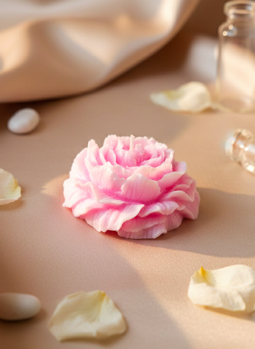 PEONY FLOWER CANDLE, SOY WAX,SCENTED PACK OF 6
