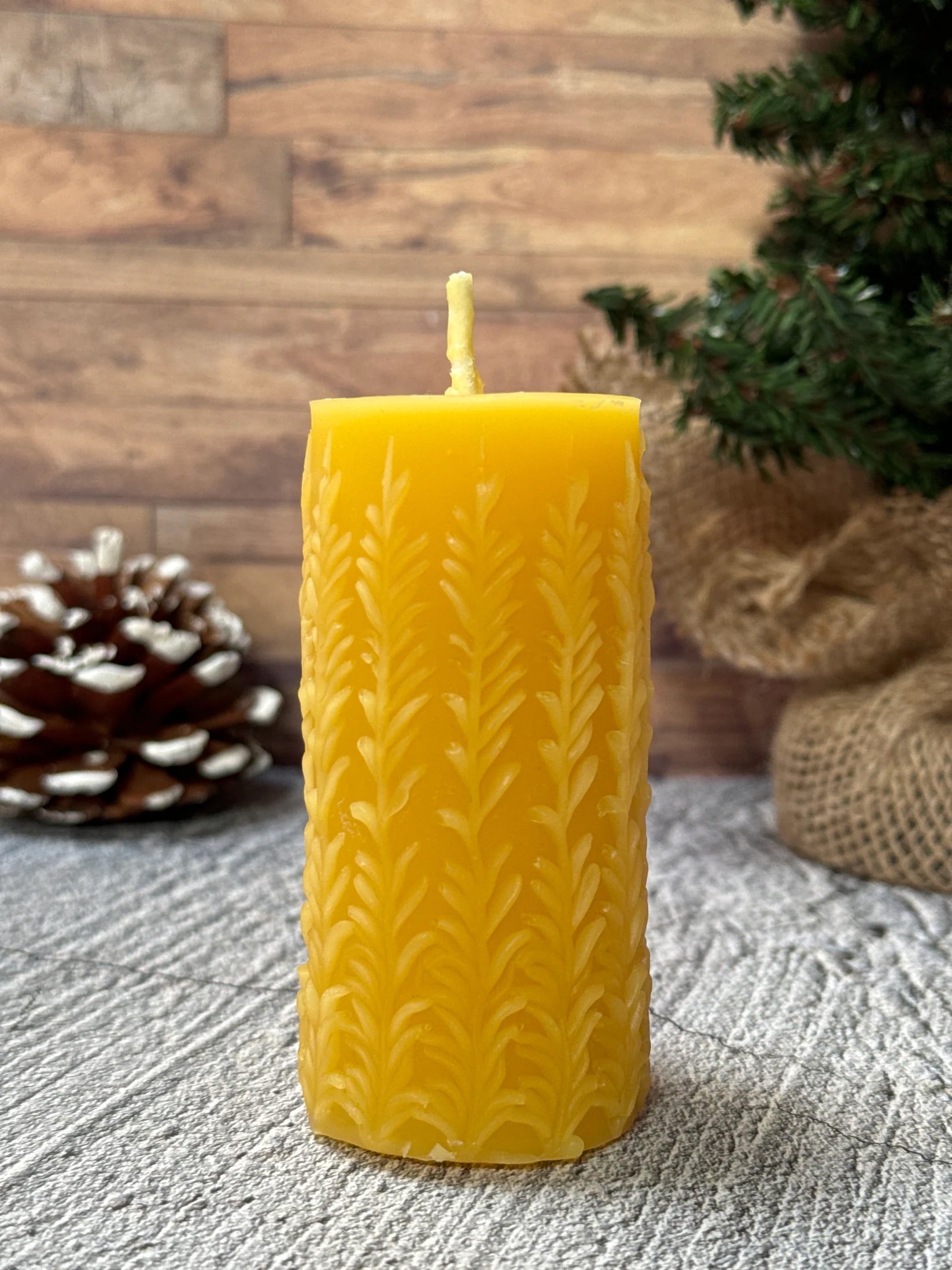 LAVANDER EMBOSSED PILLAR SOY WAX CANDLE, SCENTED PACK OF 2