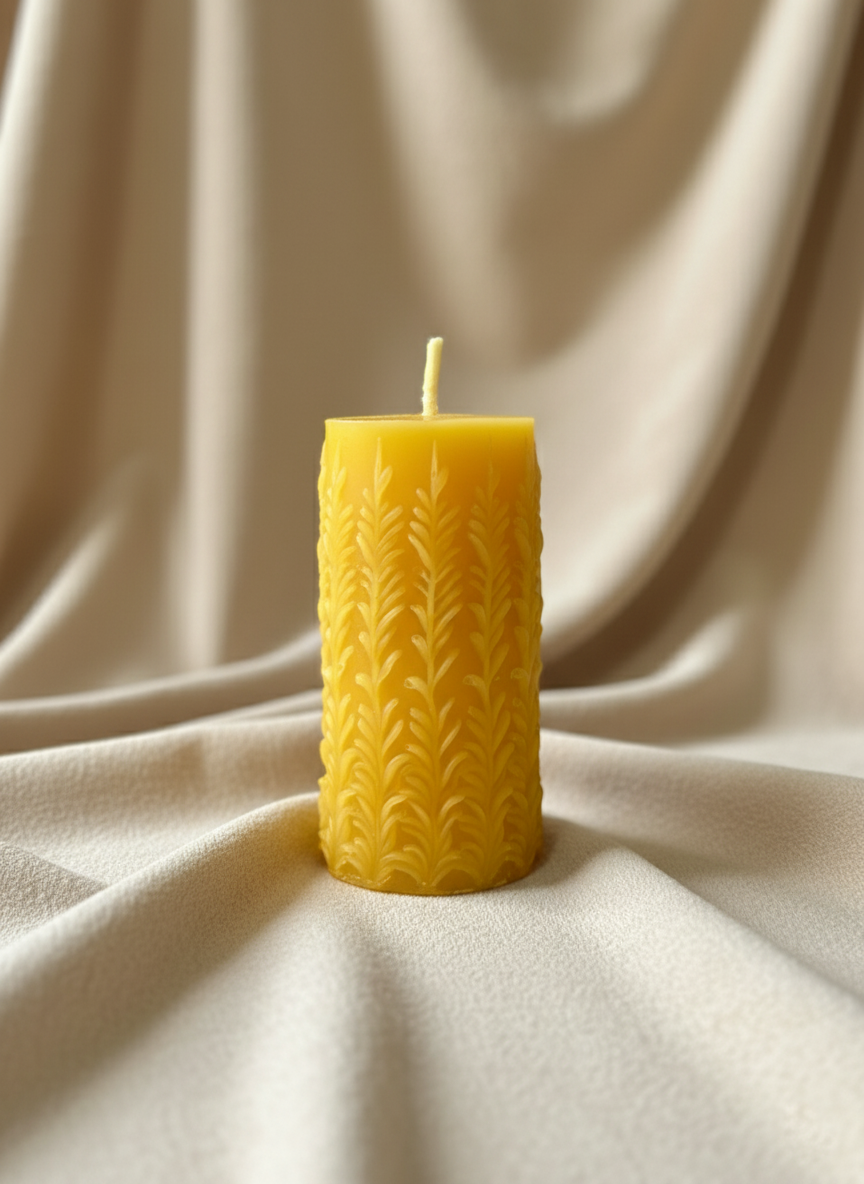 LAVANDER EMBOSSED PILLAR SOY WAX CANDLE, SCENTED PACK OF 2