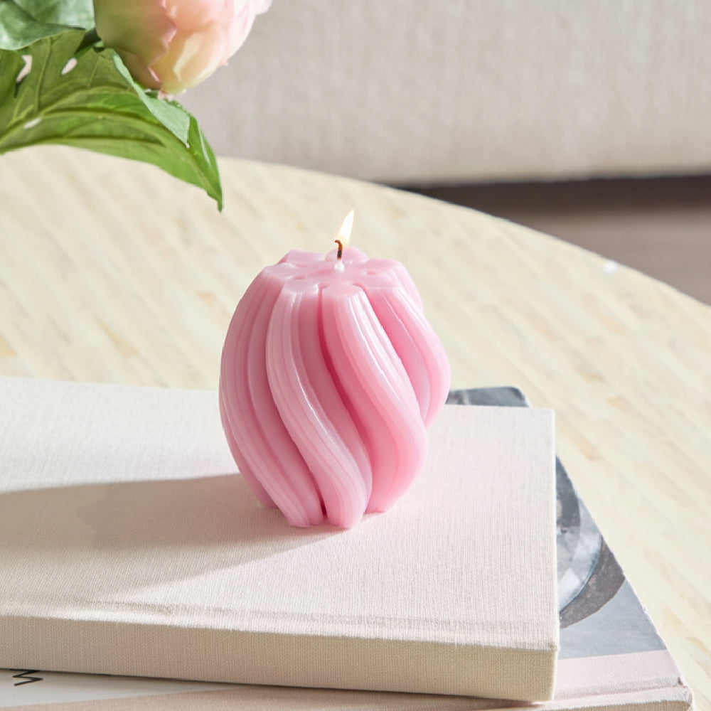 Handmade soy wax Spiral Scented Pillar candle Pack of 2