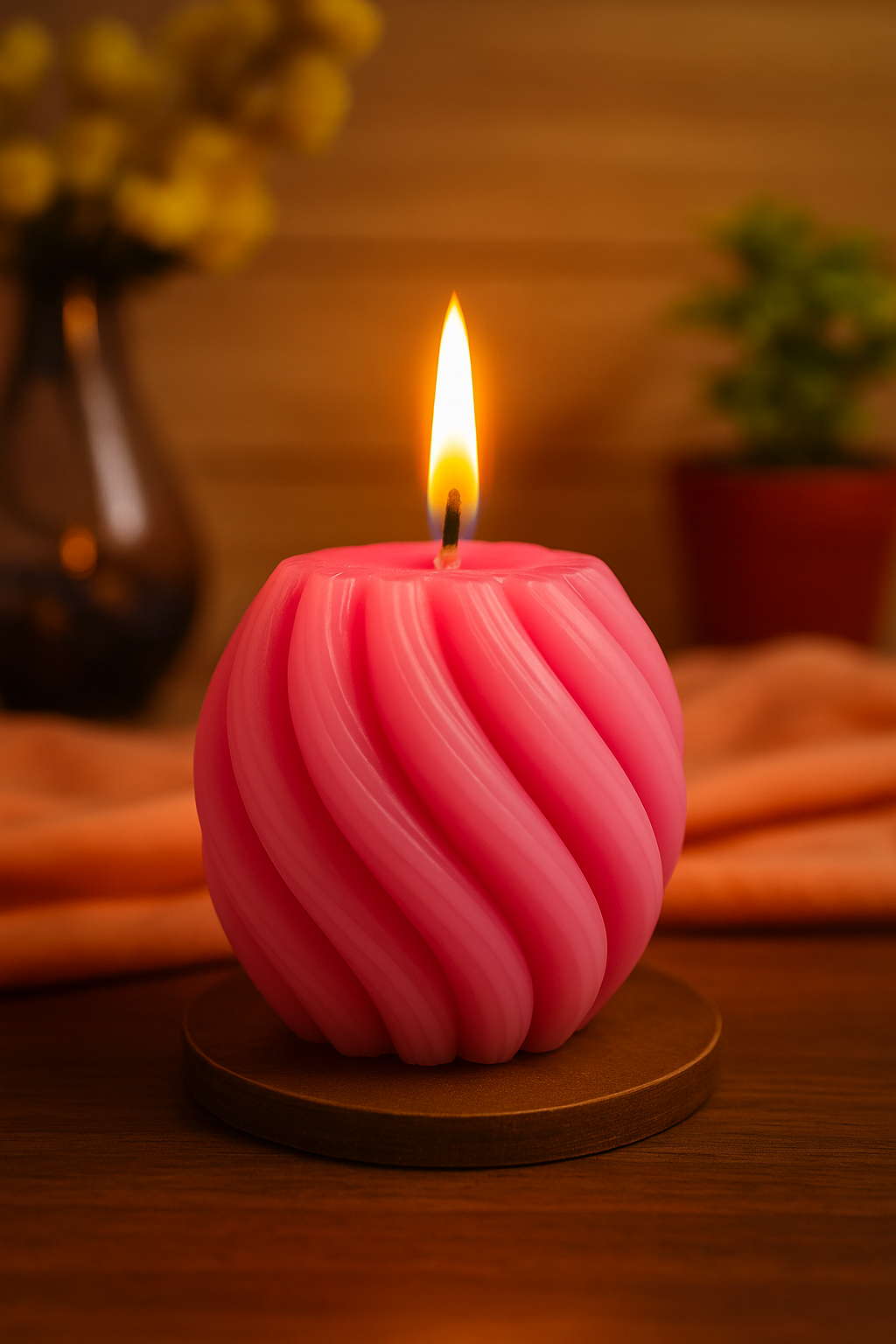 Handmade soy wax Spiral Scented Pillar candle Pack of 2