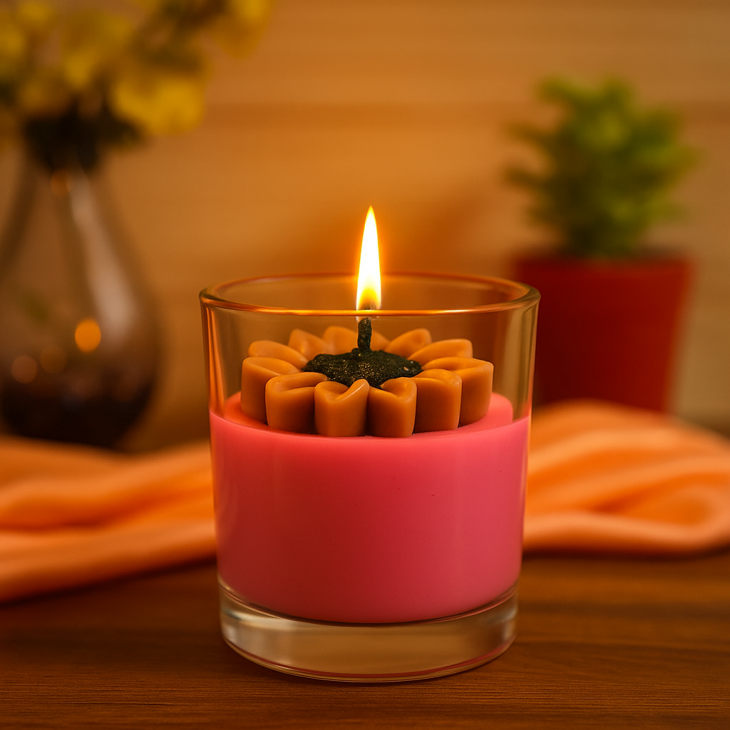 Daisy Candle in Glass Jar, Soy Wax Long Lasting Jasmine Scented Candle