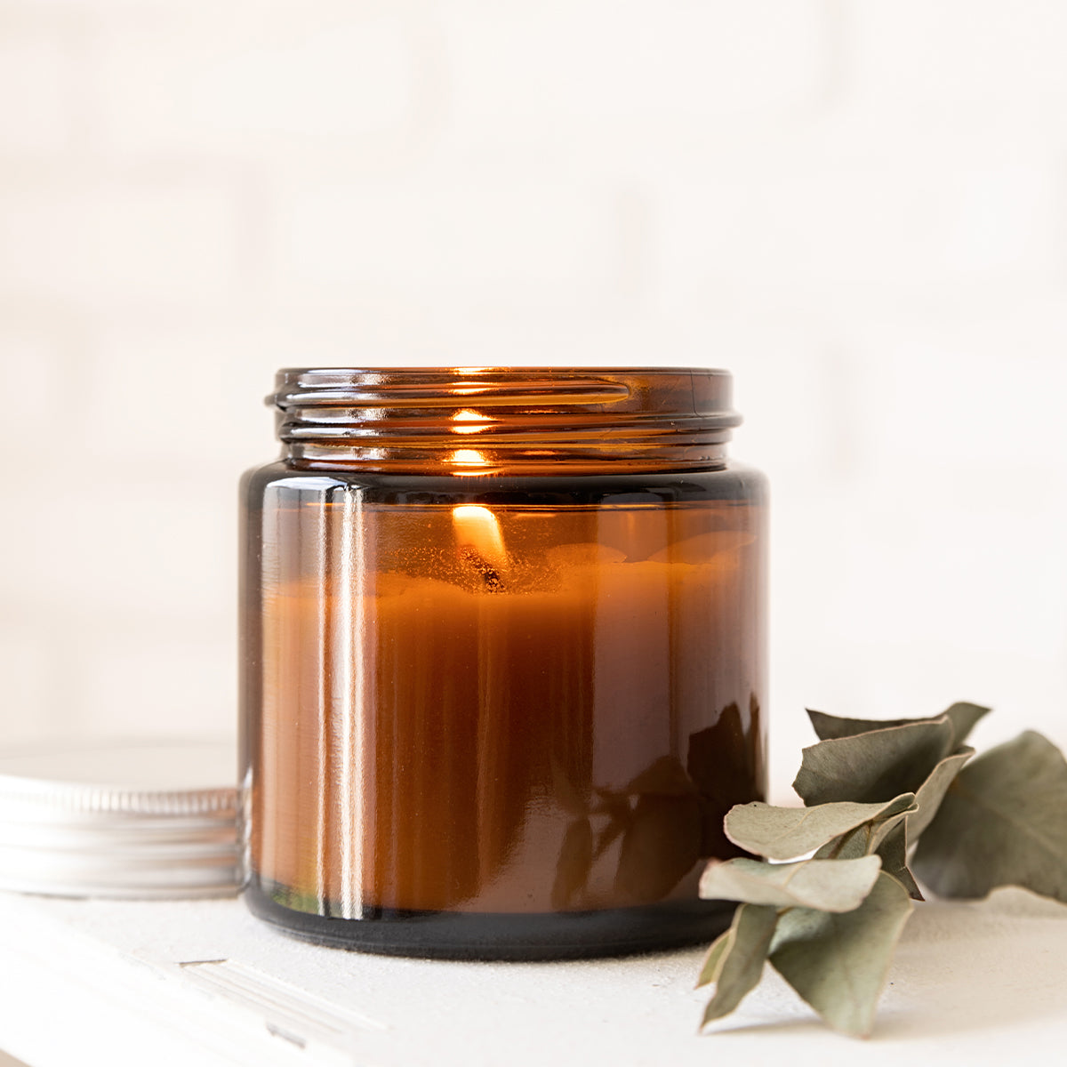 AMBER SOYA WAX JAR CANDLE WITH WOODEN WICK, SCENTED